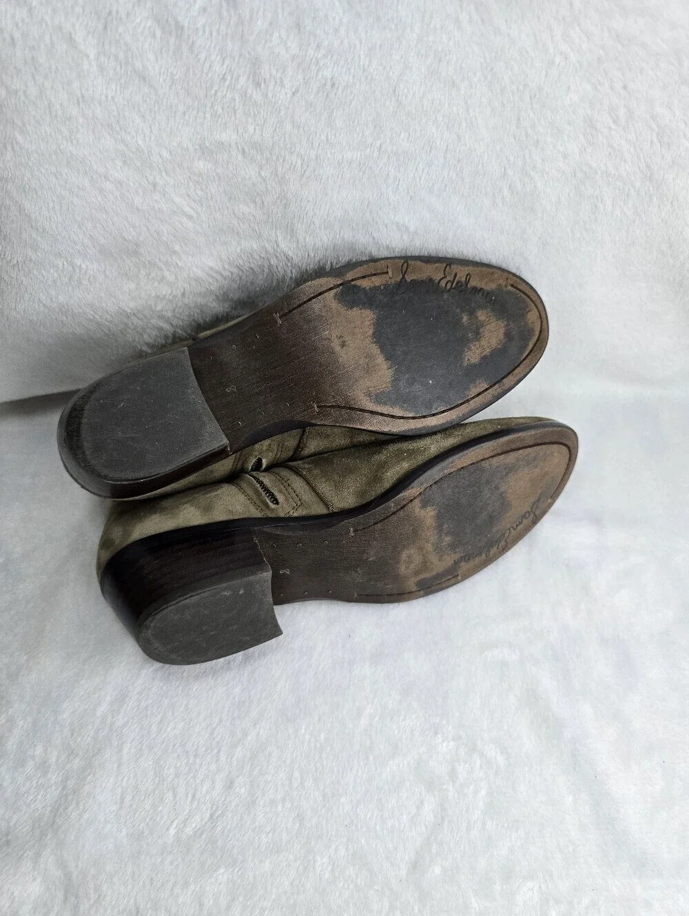 Sam Edelman Petty Suede Ankle Booties Olive Moss Womens size 8 See Description